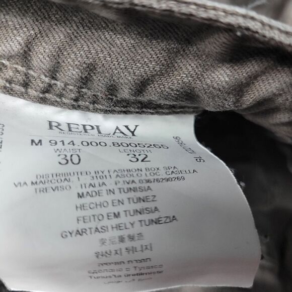 Replay Anbass Men's Jeans Size W30 L32 Slim Fit Skinny Gray Denim Zip Fly - Picture 11 of 13